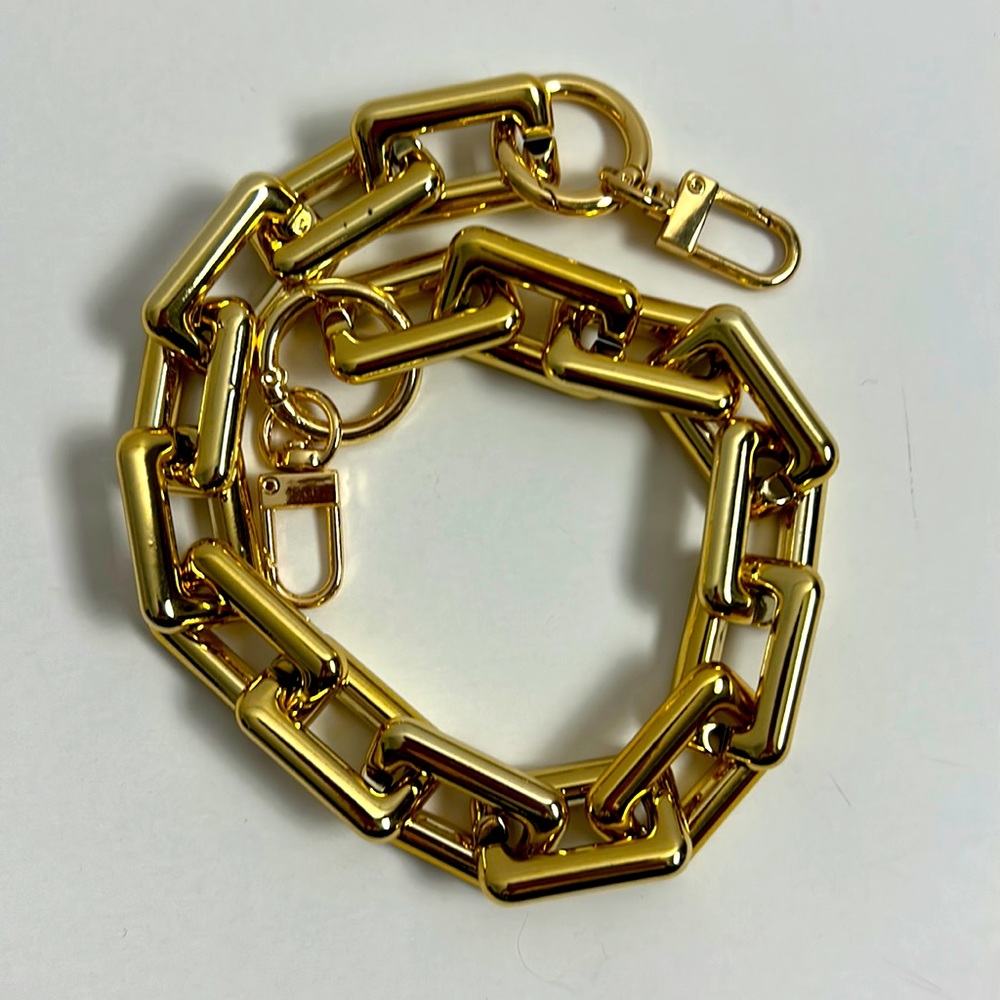 Acrylic chunky chain link gold bag strap, 40cm